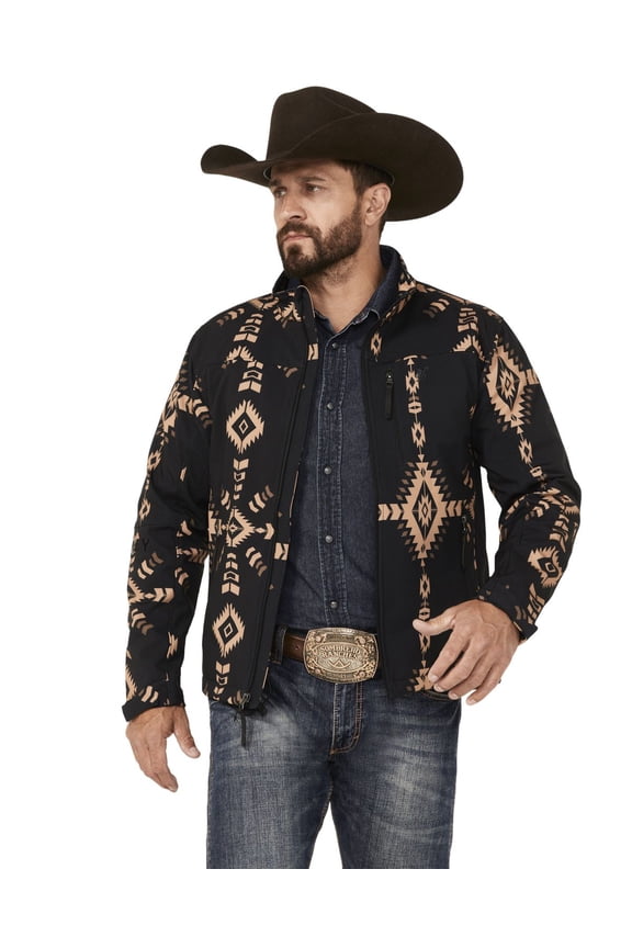 Men's Southwestern Print Softshell Jacket Big Black 3X