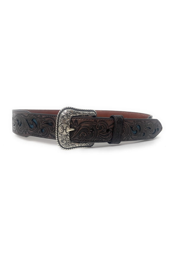 Men's Tapered Chocolote Tooled Western Belt - 2045BE4