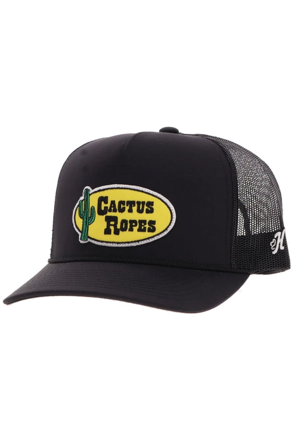 Mens Cactus Ropes Circle Patch Adjustable Snapback Cap Hat, Black