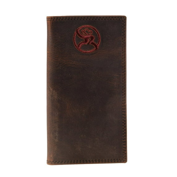 Hooey Mens Embossed Aztec Leather Rodeo Checkbook Wallet (Chestnut/Aztec)