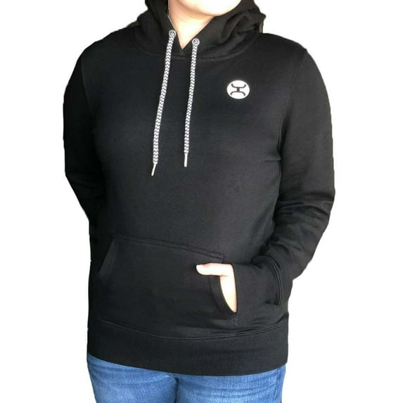Hooey Mens Luna Signature Logo Pullover Hooded Sweatshirt (Black, Small)