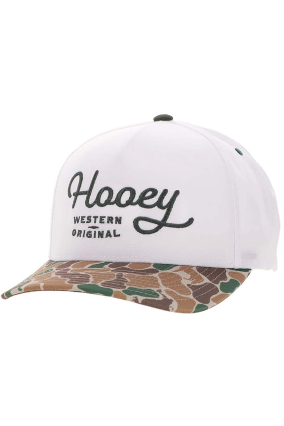 Mens OG Logo Adjustable Snapback Cap Hat- White/Camo
