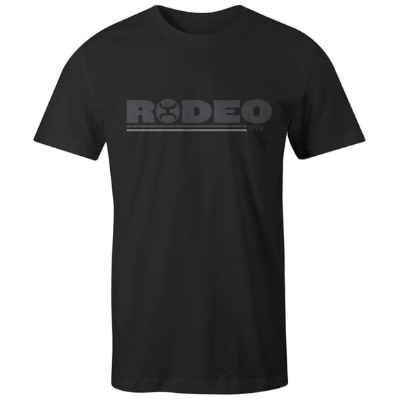 Hooey Mens Rodeo Logo Crew Neck Short Sleeve Tee Shirt (Black, XXX-Large)
