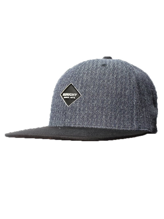 Mens Roughy Diamond Patch Adjustable Snap-back Ball Cap, Black Luster