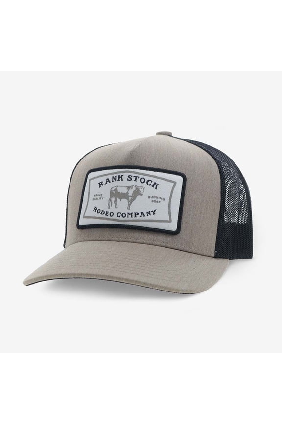 Mens Rank Stock Logo Patch Adjustable Snapback Cap Hat, Tan/Black