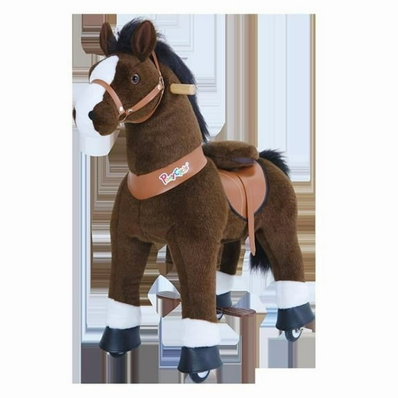 Hoof Horse Small Plush Toy, Dark Brown & White