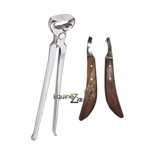 Hoof Nipper 12" and Farrier hoof de Knives Hoof Knife Set