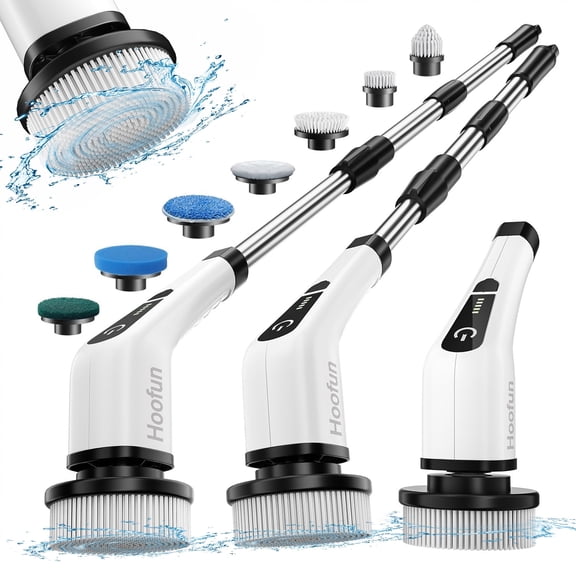 Hoofun 500RPM Cordless Electric Spin Scrubber 25W Power Brush for Bathroom Tub Shower