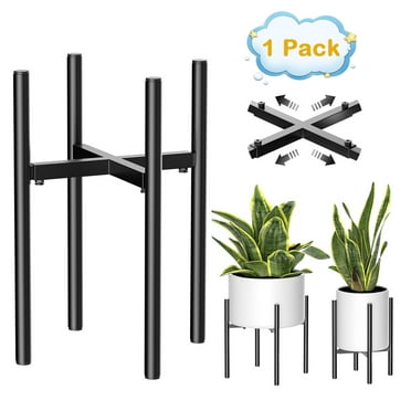 Hoofun Adjustable Metal Plant Stand for 8-11 Inch Pots Heavy-Duty Indoor/Outdoor Use Rust-Resistant Space-Saving Design Quick Assembly Decorative Holder for Living Room Garden Balcony Home Decor-1Pcs