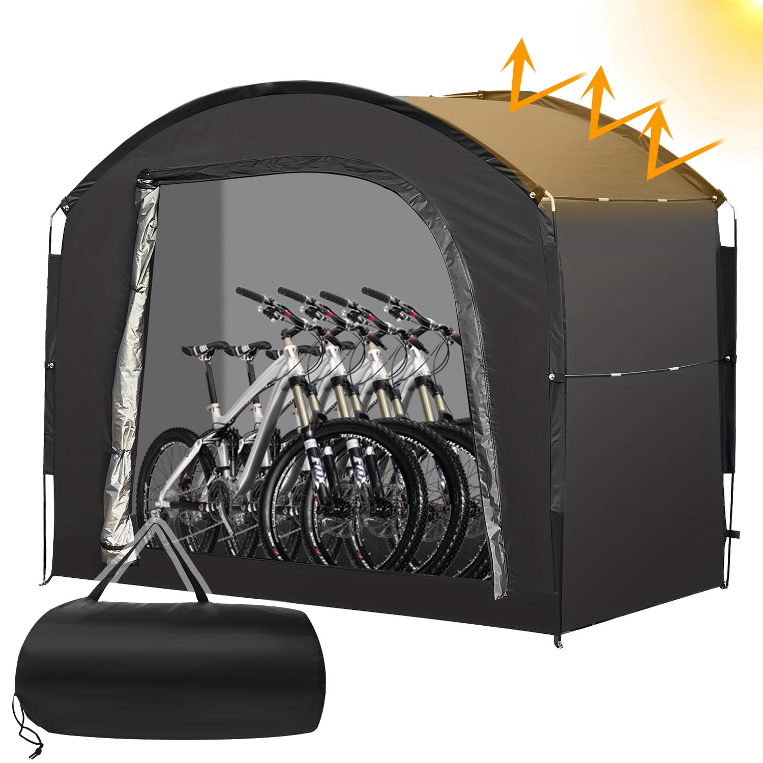 Hoofun Bike Storage Tent with 210D Oxford Fabric PU4000 Waterproof,Heavy-Duty Bike Shelter for 4-5 Bikes Motorcycles Lawn Mowers,Outdoor Bike Shed Cover for Backyard Garage Camping Tools