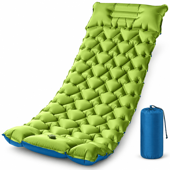 Henotian Camping Sleeping Pad, Ultralight Camping Mat with Pillow Built-in Foot Pump Inflatable Sleeping Pads Compact for Camping Backpacking Hiking Traveling Tent