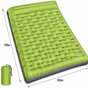 Double Camping Sleeping Pad, 6" Extra Thick Inflatable Sleeping Mat with Pillows, Built-in Foot Pump, Ultralight Air Mattress for Tent Hiking Essentials Gear