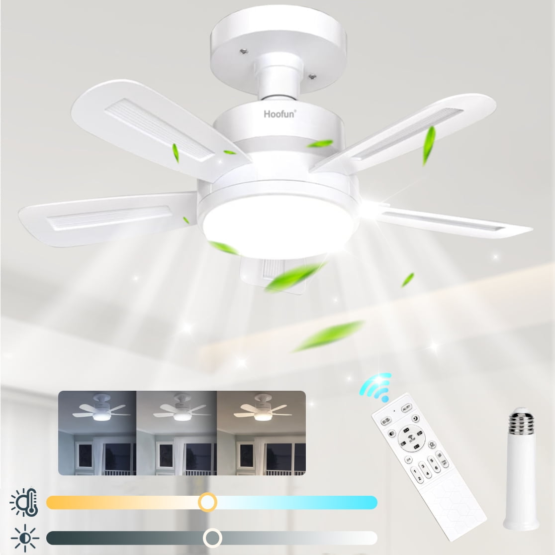 Hoofun Ceiling Fan with Light, Socket Ceiling Fan Light with Remote, 15