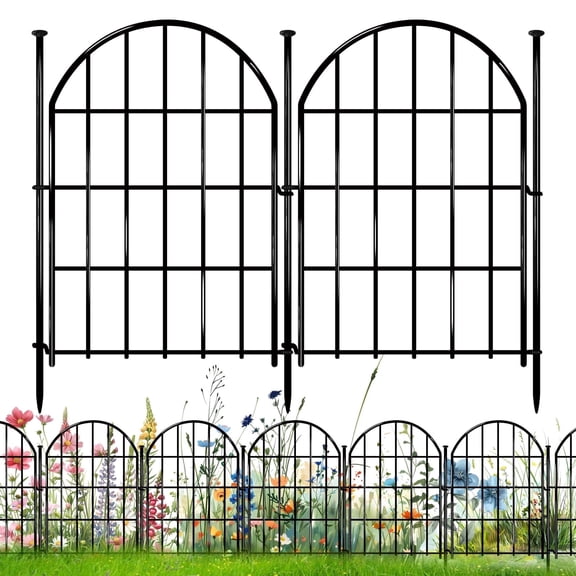 Hoofun Garden Fence , 10 Pack Rustproof Metal No Dig Fence Animal Barrier for Dog, Arched Flower Bed Edging Ornamental Wire Border Panel Fencing for Yard Patio Outdoor Decor
