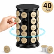 Hoofun K Cup Holder   Compatible with K-Cups, Coffee Pod Carousel, 40 K Cup Holder, Spins 360-Degrees, Home or Office Kitchen Counter Organizer, Black