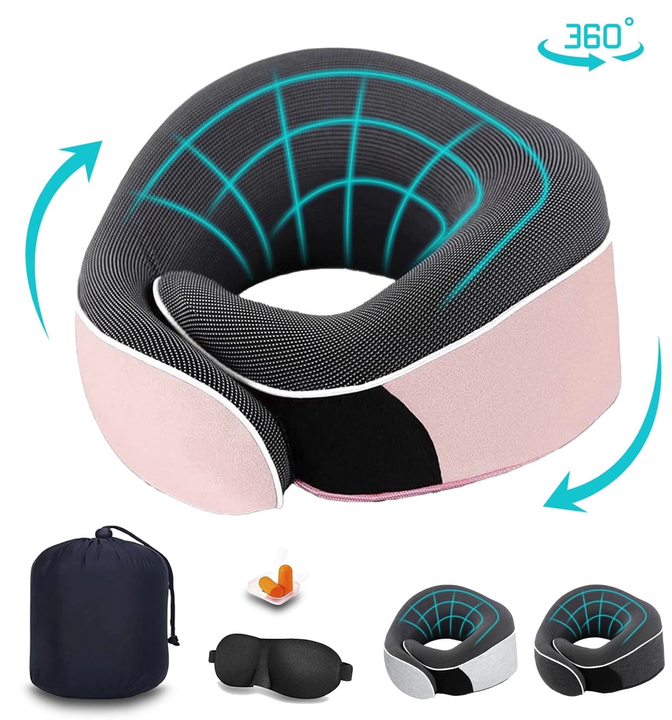 Hoofun Travel Pillow, Memory Foam Neck Pillow, Adjustable 360Â