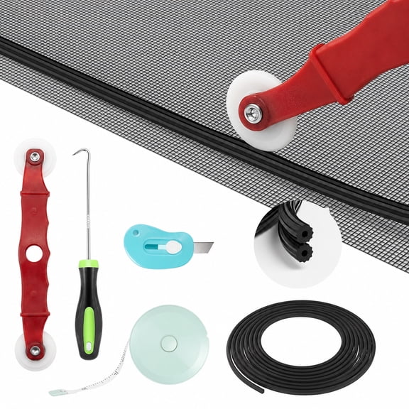 PUCACHI Window Screen Replacement Kit, 48in x 177in Window Screen with Rolling Tool/Hook/Ruler/Cutter/Spline, for Windows Doors Patio and Porch Replacement
