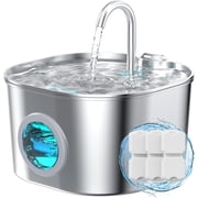 Cat Water Fountain Stainless Steel Pet Fountains for Cats/Dog Indoor Automatic Waterer Bowls for Drinking Small Animal Water Dispenser Metal Pets Watering Faucet Bottle Auto Kitty Watering Supplies