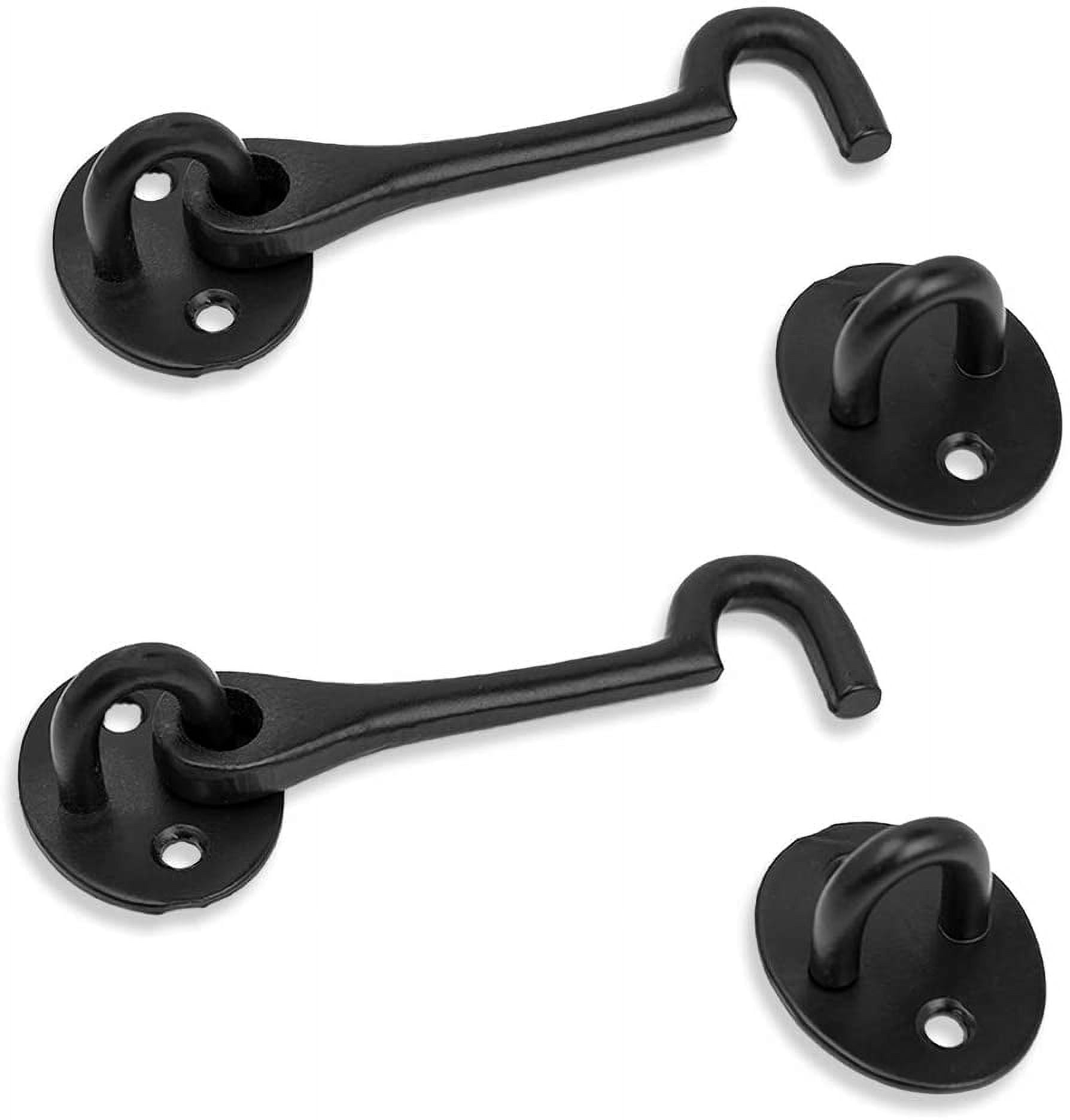 Hook And Eye Latch For Doors And Gates Solid Cast Iron Lock 2Pack