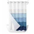 thumbnail image 1 of No Hook Blue Ombre Shower Curtain with Snap in Liner Set, Farmhouse Vintage Wooden Striped Waterproof Fabric Bathroom Curtains with See Through Top Window, Hotel Style Small 36 x 72 Inch, 1 of 7