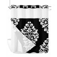 thumbnail image 1 of No Hook Cloth Fabric Shower Curtain with Snap in Liner, Baroque Black Waterproof Shower Curtains Set with See Through Top Window, Vintage Damask Classic Floral Bath Curtains Shower 72"x72", 1 of 6
