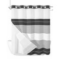 thumbnail image 1 of No Hook Cloth Fabric Shower Curtain with Snap in Liner, Black Grey Stripe Waterproof Shower Curtains Set with See Through Top Window, Modern Art Horizontal Striped Bath Curtains Shower 72"x78", 1 of 6
