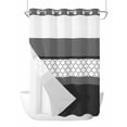 thumbnail image 1 of No Hook Cloth Fabric Shower Curtain with Snap in Liner, Black Morocco Waterproof Shower Curtains Set with See Through Top Window, Grey Striped Middle Century Patterned Bath Curtains Shower 48"x72", 1 of 6