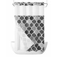 thumbnail image 1 of No Hook Cloth Fabric Shower Curtain with Snap in Liner, Black Morocco Waterproof Shower Curtains Set with See Through Top Window, Retro Geometric Grey Ethnic Tribal Art Bath Curtains Shower 36"x72", 1 of 6