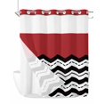 thumbnail image 1 of No Hook Cloth Fabric Shower Curtain with Snap in Liner, Black White Chevron Waterproof Shower Curtains Set with See Through Top Window, Geometric Red Sea Wavy Striped Bath Curtains Shower 66"x72", 1 of 6