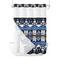 thumbnail image 1 of No Hook Cloth Fabric Shower Curtain with Snap in Liner, Blue Black Geometric Waterproof Shower Curtains Set with See Through Top Window, Modern Aztec Abstract Pattern Bath Curtains Shower 60"x72", 1 of 6