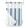 thumbnail image 1 of No Hook Cloth Fabric Shower Curtain with Snap in Liner, Blue Grey Stripe Waterproof Shower Curtains Set with See Through Top Window, Geometric White Vertical Striped Bath Curtains Shower 60"x72", 1 of 6