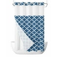 thumbnail image 1 of No Hook Cloth Fabric Shower Curtain with Snap in Liner, Blue Moroccon Waterproof Shower Curtains Set with See Through Top Window, Middle Century Minimalist Rustic Geometric Bath Curtains 54"x78", 1 of 6