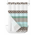 thumbnail image 1 of No Hook Cloth Fabric Shower Curtain with Snap in Liner, Boho Geometric Waterproof Shower Curtains Set with See Through Top Window, Turquoise Green Brown Tribal Stripes Bath Curtains Shower 60"x72", 1 of 6