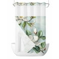 thumbnail image 1 of No Hook Cloth Fabric Shower Curtain with Snap in Liner, Botanical Floral Waterproof Shower Curtains Set with See Through Top Window, Pastoral Magnolia Flowers Leaves Plant Bath Curtains 36"x72", 1 of 6