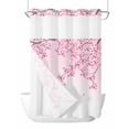 thumbnail image 1 of No Hook Cloth Fabric Shower Curtain with Snap in Liner, Cherry Blossom Waterproof Shower Curtains Set with See Through Top Window, Gradient Tree Pink Flower Plant Bath Curtains Shower 72"x84", 1 of 6