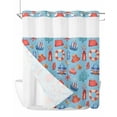 thumbnail image 1 of No Hook Cloth Fabric Shower Curtain with Snap in Liner, Coastal Blue Waterproof Shower Curtains Set with See Through Top Window, Tropical Starfish Coral Summer Beach Bath Curtains Shower 72"x72", 1 of 6