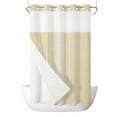 thumbnail image 1 of No Hook Cloth Fabric Shower Curtain with Snap in Liner, Cream Beige Striped Waterproof Shower Curtains Set with See Through Top Window, Modern Farmhouse Retro Lines Bath Curtains Shower 54"x78", 1 of 6