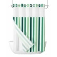 thumbnail image 1 of No Hook Cloth Fabric Shower Curtain with Snap in Liner, Dark Green Stripe Waterproof Shower Curtains Set with See Through Top Window, Geometric White Vertical Striped Bath Curtains Shower 48"x72", 1 of 6