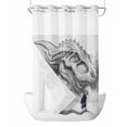 thumbnail image 1 of No Hook Cloth Fabric Shower Curtain with Snap in Liner, Dinosaurs Boy Waterproof Shower Curtains Set with See Through Top Window, Gray Funny Cartoon Forest Animals Bath Curtains Shower 36"x72", 1 of 6