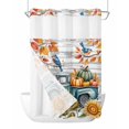 thumbnail image 1 of No Hook Cloth Fabric Shower Curtain with Snap in Liner, Fall Green Truck Waterproof Shower Curtains Set with See Through Top Window, Thanksgiving Pumpkin Sunflower Leaf Wood Bath Curtains 72"x84", 1 of 6