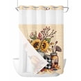 thumbnail image 1 of No Hook Cloth Fabric Shower Curtain with Snap in Liner, Fall Sunflower Waterproof Shower Curtains Set with See Through Top Window, Thanksgiving Pumpkin Botanical Leaves Linen Bath Curtains 72"x96", 1 of 6