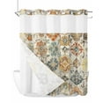 thumbnail image 1 of No Hook Cloth Fabric Shower Curtain with Snap in Liner, Farmhouse Morocco Waterproof Shower Curtains Set with See Through Top Window, Boho Abstract Shabby Texture Art Bath Curtains Shower 72"x72", 1 of 6