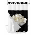 thumbnail image 1 of No Hook Cloth Fabric Shower Curtain with Snap in Liner, Flower Black Waterproof Shower Curtains Set with See Through Top Window, Gold White Abstract Floral Aesthetic Bath Curtains Shower 60"x72", 1 of 6