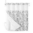 thumbnail image 1 of No Hook Cloth Fabric Shower Curtain with Snap in Liner, Gray Flowers Waterproof Shower Curtains Set with See Through Top Window, Farmhouse Pastoral Vintage Plants Branches Bath Curtains 72"x72", 1 of 6