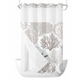 thumbnail image 1 of No Hook Cloth Fabric Shower Curtain with Snap in Liner, Gray Shell Coral Waterproof Shower Curtains Set with See Through Top Window, Coastal Summer Beach Nautical Ocean Bath Curtains Shower 36"x72", 1 of 6