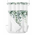thumbnail image 1 of No Hook Cloth Fabric Shower Curtain with Snap in Liner, Green Eucalyptus Leaves Waterproof Shower Curtains Set with See Through Top Window, Pastoral Farmhouse Botanical Bath Curtains Shower 48"x72", 1 of 6