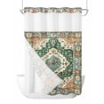 thumbnail image 1 of No Hook Cloth Fabric Shower Curtain with Snap in Liner, Green Orange Beige Boho Waterproof Shower Curtains Set with See Through Top Window, Retro Ethnic Tribal Abstract Art Bath Curtains 72"x96", 1 of 6