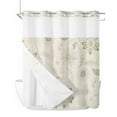 thumbnail image 1 of No Hook Cloth Fabric Shower Curtain with Snap in Liner, Green Spring Flowers Waterproof Shower Curtains Set with See Through Top Window, Vintage Leaves Country Rustic Bath Curtains Shower 72"x78", 1 of 6