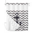 thumbnail image 1 of No Hook Cloth Fabric Shower Curtain with Snap in Liner, Grey Zigzag Waterproof Shower Curtains Set with See Through Top Window, Coastal Nautical Anchor Stripes Bath Curtains Shower 72"x72", 1 of 6