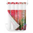 thumbnail image 1 of No Hook Cloth Fabric Shower Curtain with Snap in Liner, Modern Oil Painting Waterproof Shower Curtains Set with See Through Top Window, Summer Tree Leaves Pink Green Bath Curtains Shower 60"x72", 1 of 6